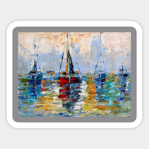 Harbor Boats Sticker by Karensfineart